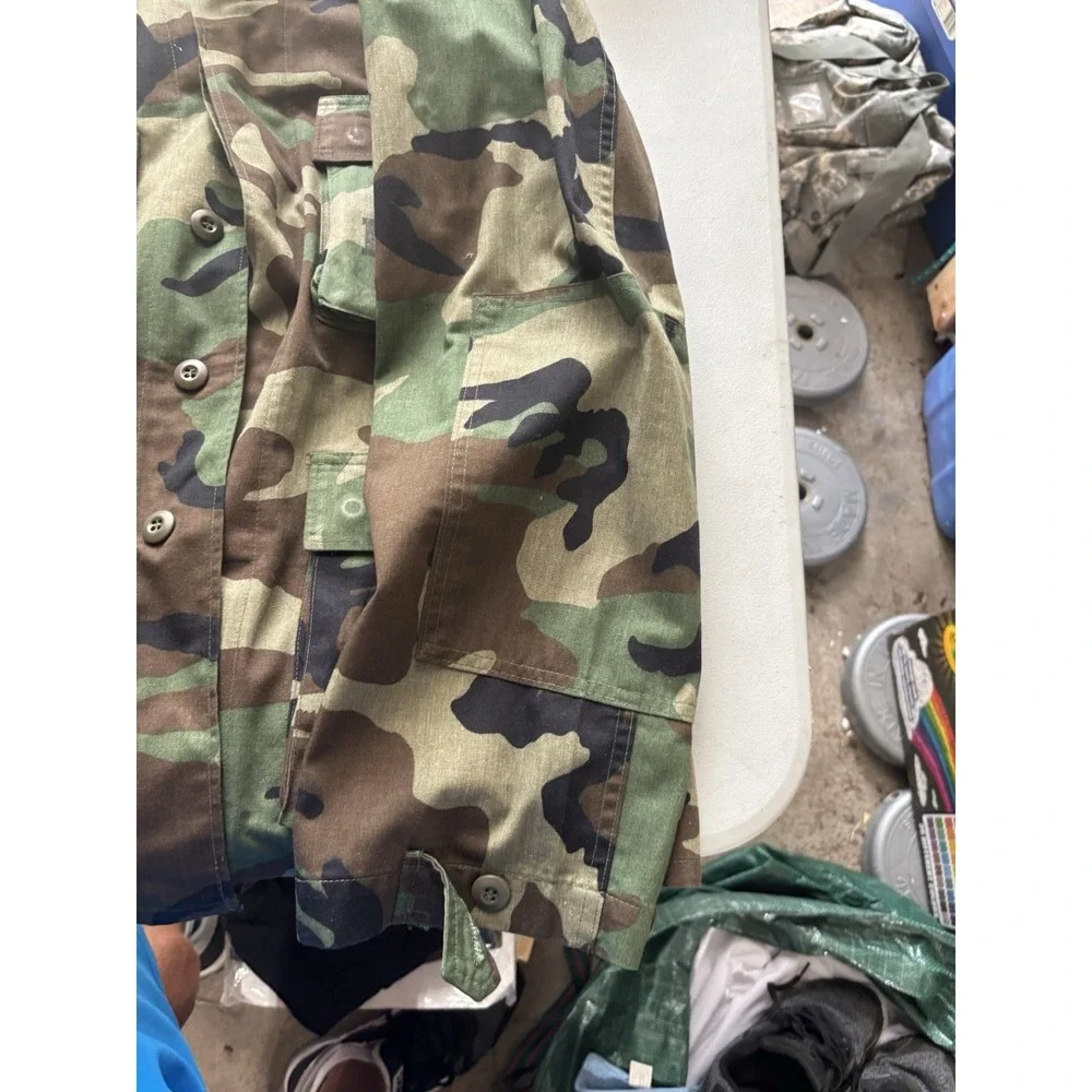 Vintage U.S. NAVY Combat Woodland Camouflage Field Hot Weather Coat‎ Medium Reg